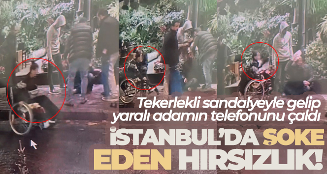 Tekerlekli sandalyeyle gelip yaralı adamın telefonunu çaldı