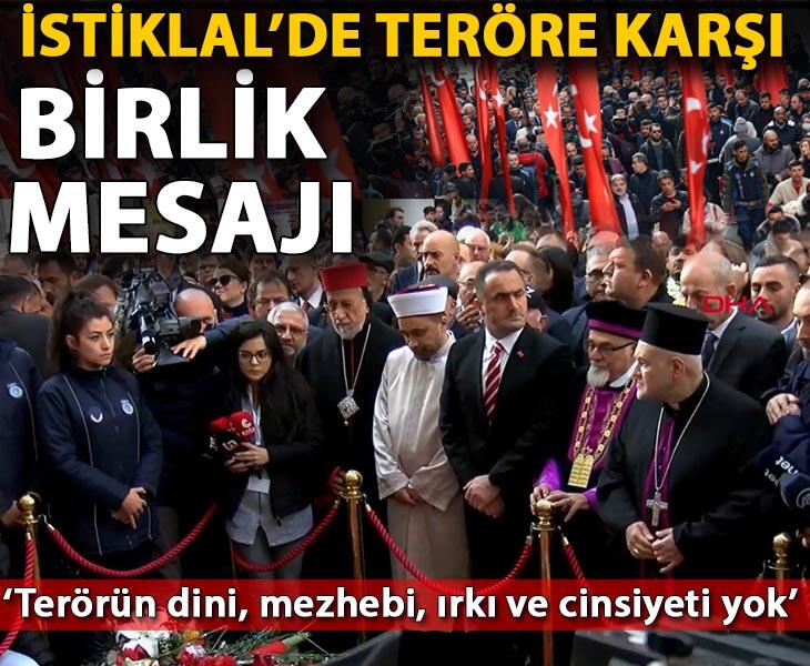 İstiklal de teröre karşı birlik ve beraberlik yürüyüşü düzenlendi